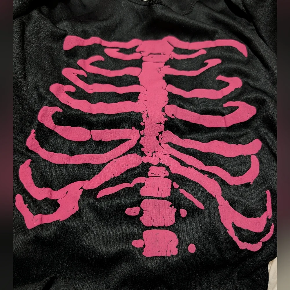 Kids Skeleton Costume Black and Pink Halloween Costume Size Small